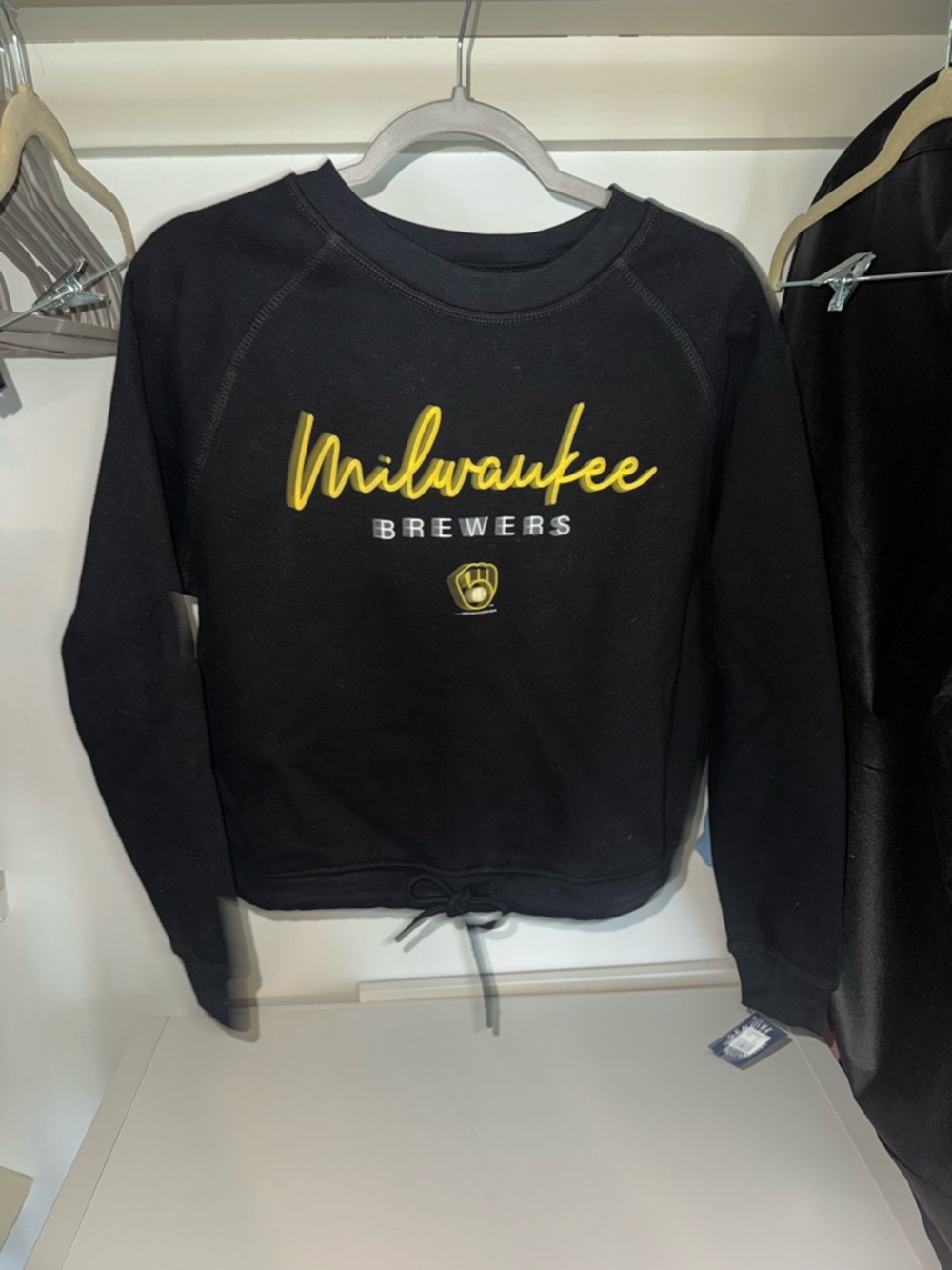 Genuine Merchandise Black Milwaukee Brewers Sweatshirt with Yellow Script